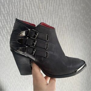Jeffrey Campbell Black Ankle Boots with Silver Accents